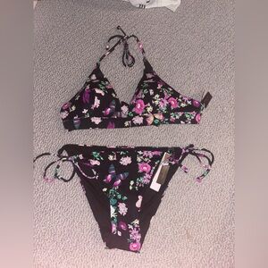 Victoria’s Secret Swim Brand New Black Floral Butterfly Bikini Women’s Small